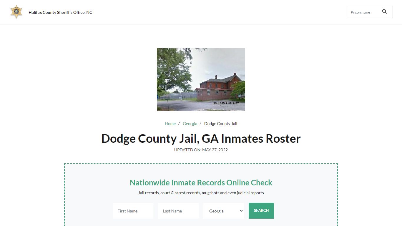 Dodge County Jail, GA Jail Roster, Name Search