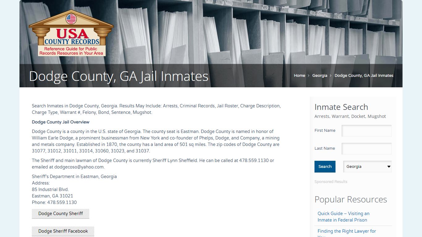 Dodge County, GA Jail Inmates | Name Search